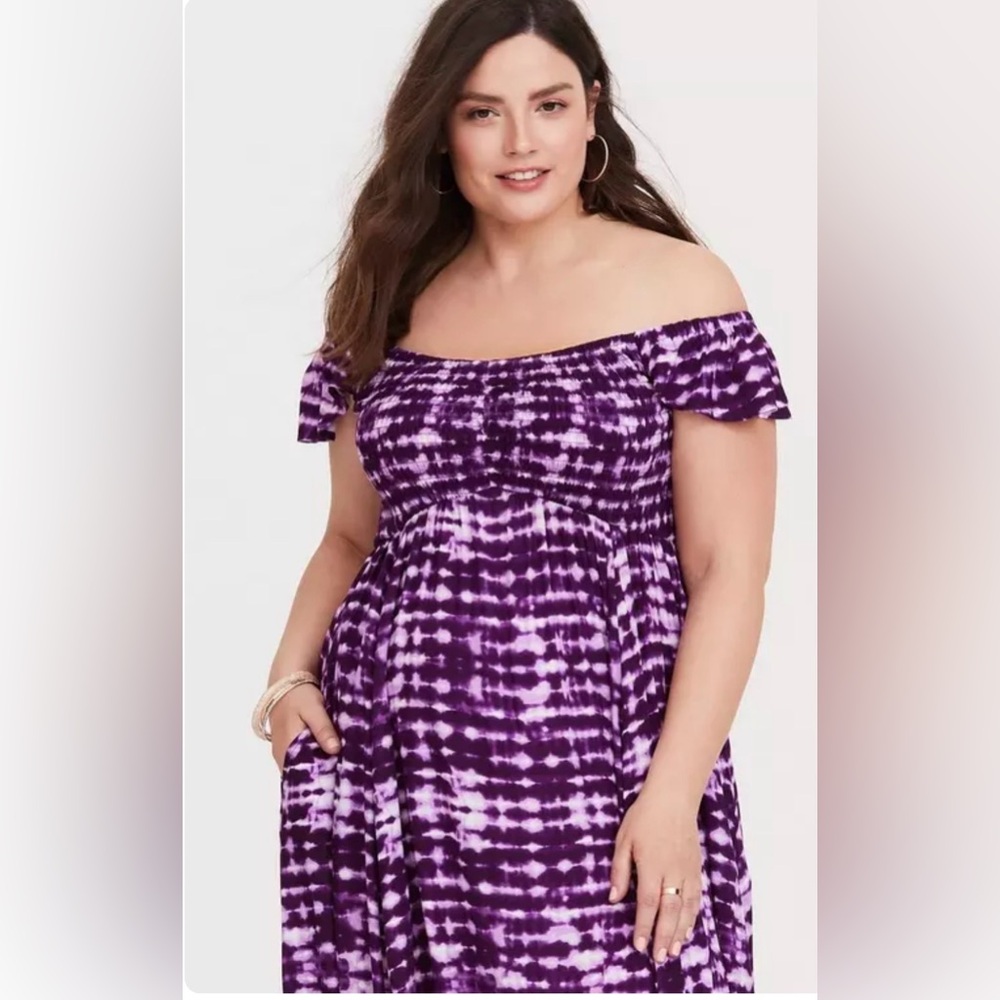 Torrid Purple Tie-Dye Challis Maxi Dress